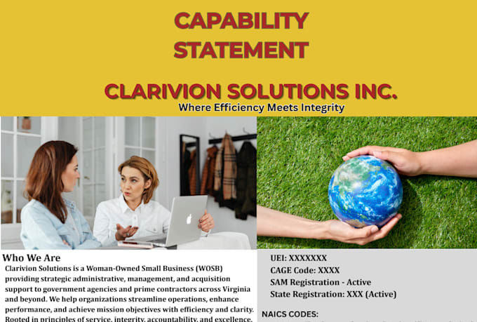 create a professional capability statement for government contracts